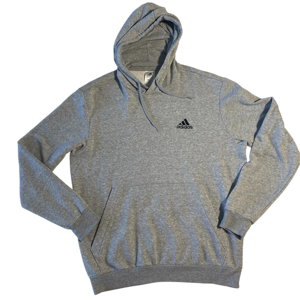 Adidas Gray Pull Over Hoodie Long Sleeve with Kangaroo Front Pouch Men’s L
